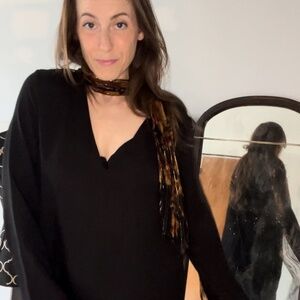 Oversized Black Long Sleeve Shift Dress, Classic Versatile Work Clothing